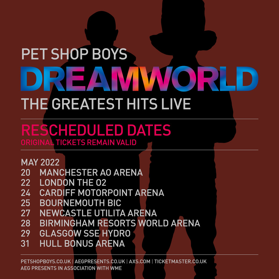 Pet Shop Boys announce rescheduled Dreamworld tour dates for 2022